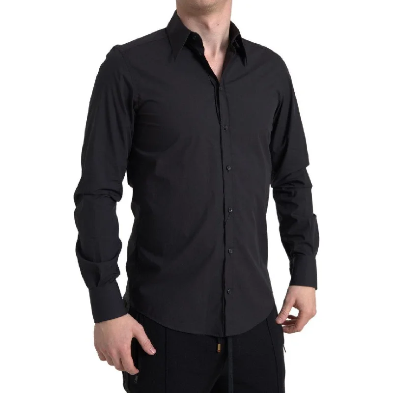 Dolce & Gabbana Elegant Slim Fit Black Cotton Dress Shirt