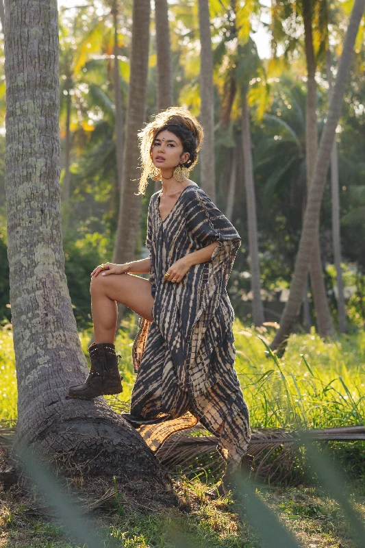 Maxi Kaftan Dress Tie Dye Dark Grey