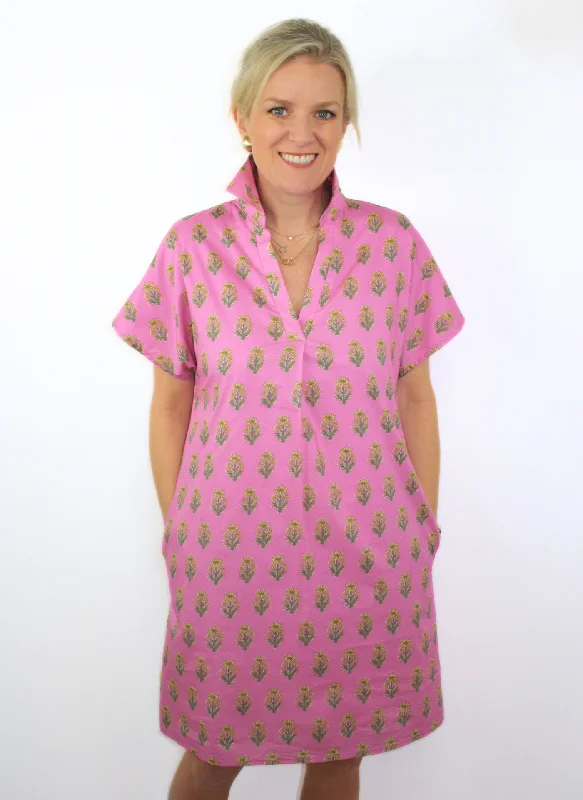 Kenzie Collared Floral Dress - Pink