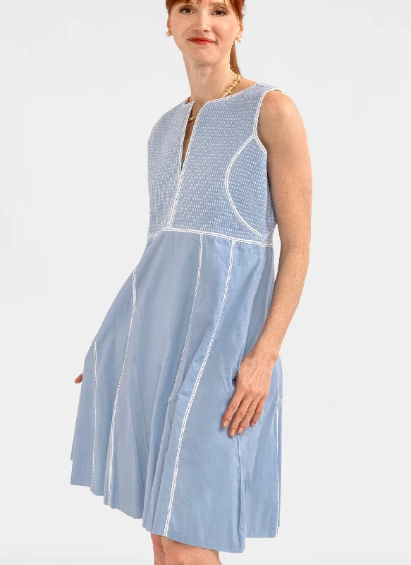 Trapunto Tango Dress - Periwinkle + White