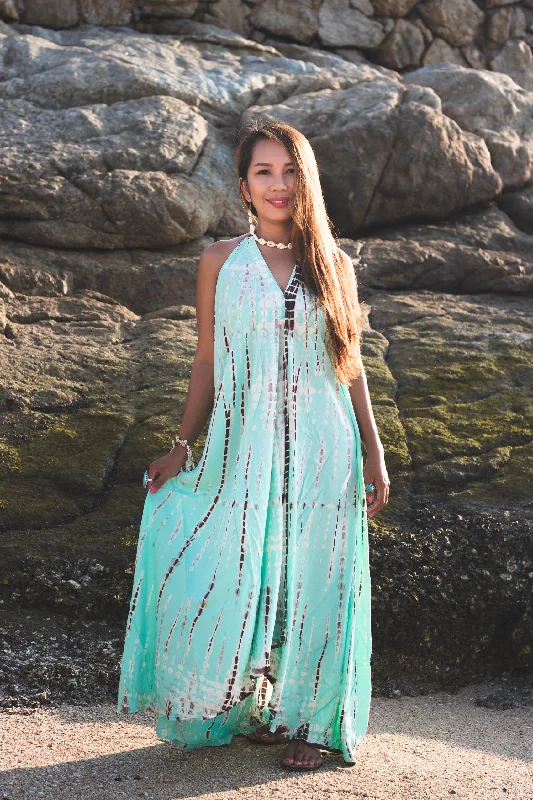 Flamingo Tie Dye Dress Turquoise