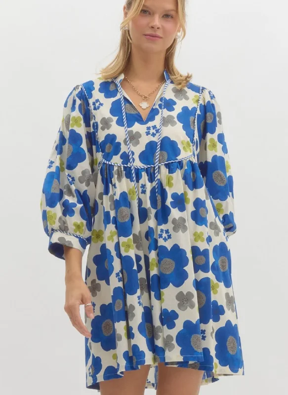 Floral Babydoll Dress - Blue