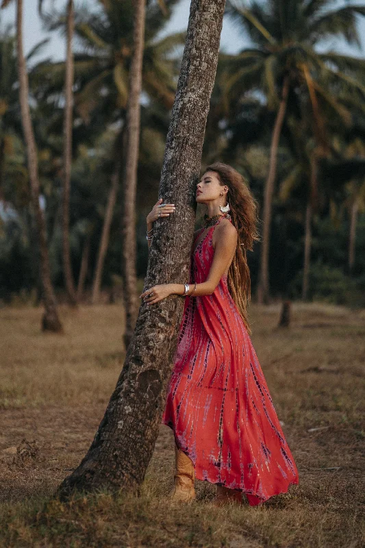Flamingo Tie Dye Dress Red