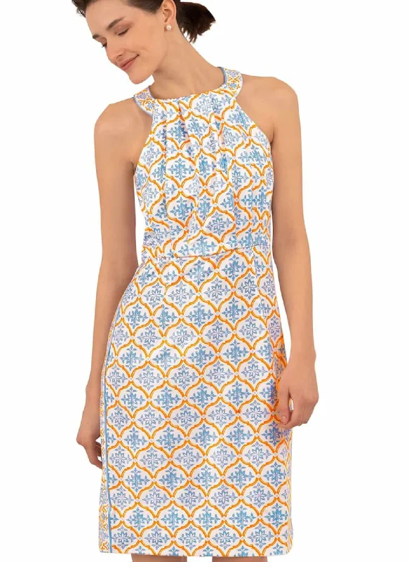 East India Jersey Dress - Orange + Periwinkle
