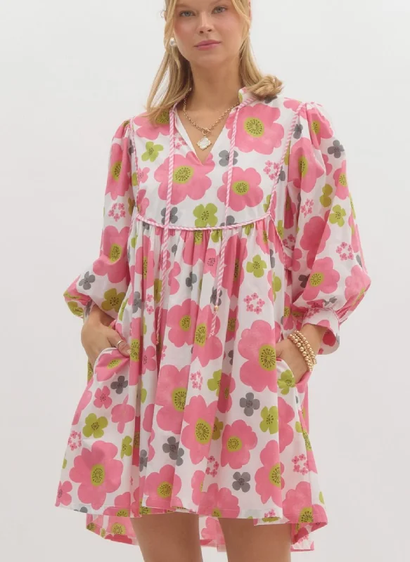 Floral Babydoll Dress - Pink