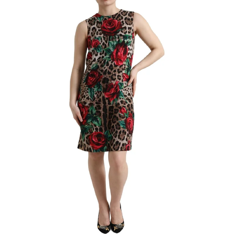 Dolce & Gabbana Elegant Leopard Floral A-Line Dress