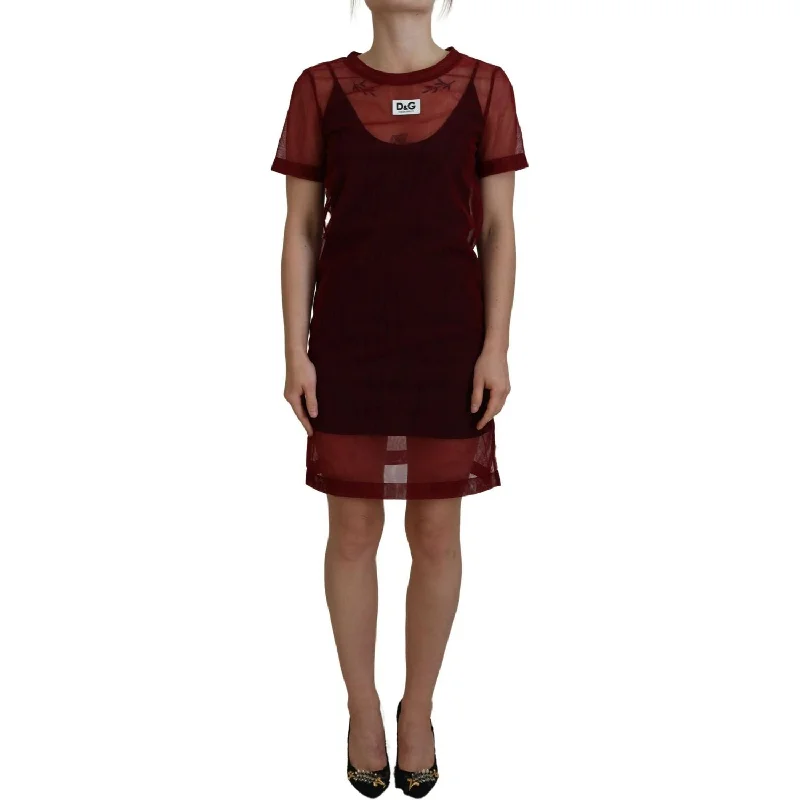 Dolce & Gabbana Maroon Mini Shift Dress - Italian Elegance