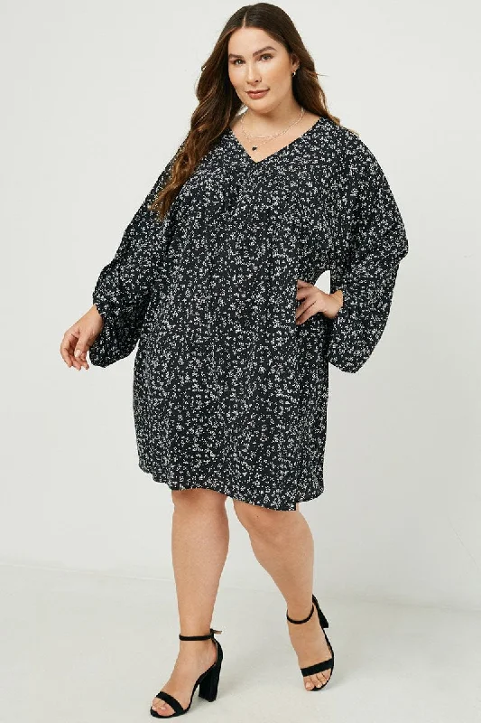Mora Mixed Dot Tunic Dress - Plus Size- FINAL SALE ITEM