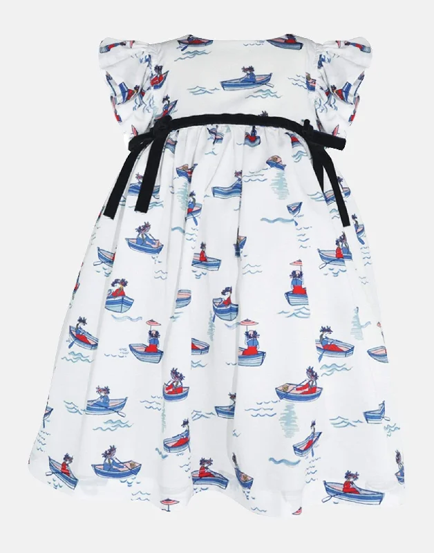 Henrietta: White boat print empire line dress