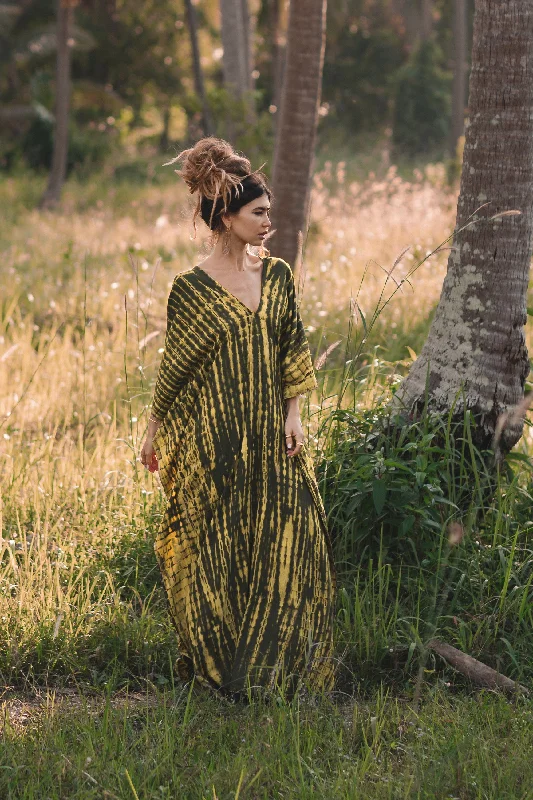 Maxi Kaftan Dress Tie Dye Olive