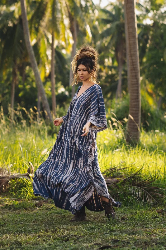 Maxi Kaftan Dress Tie Dye Dark Blue