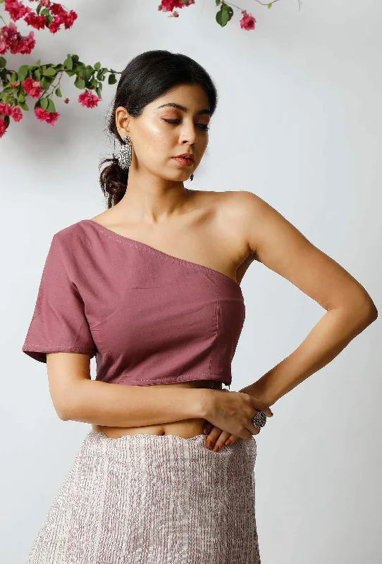 The Stylish Mauve Cotton Blouse Elegant Embroidery Blouse
