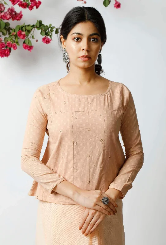 The Serene Peach Cotton Blouse Sleeveless Chiffon Blouse