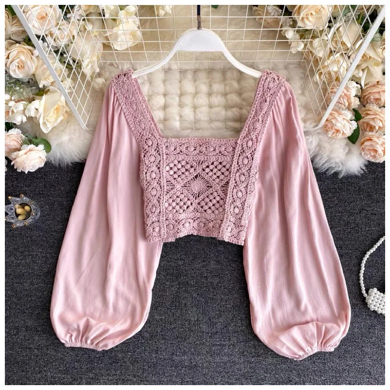 Alma Crochet Blouse Stylish Wrap Blouse