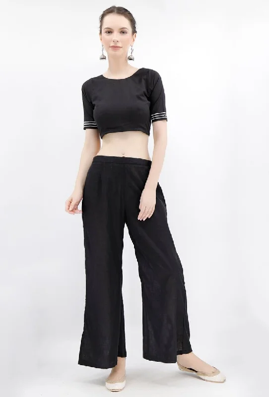 Black Rabari Cotton Backless Padded Blouse Soft Satin Blouse