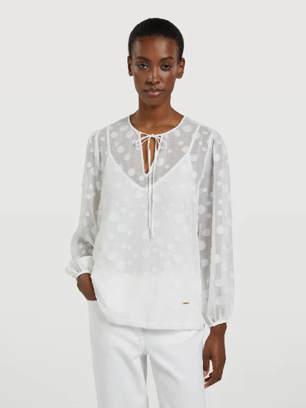 Blouse With Baloon Sleeves Delicate Pleat Blouse