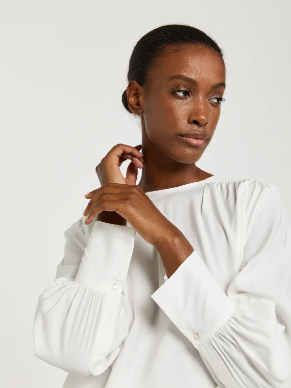 Blouse with deep pleat detail Soft Satin Blouse