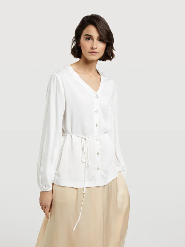 Blouse With Self-Fabric Belt Boho Chic Blouse
