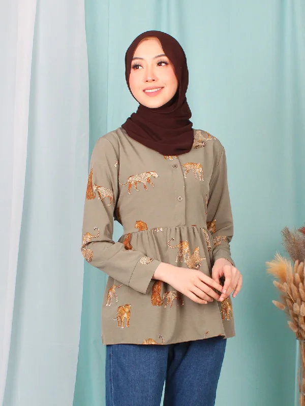 CHEETAH WAIST TIE BLOUSE BT946 Embroidered Floral Blouse