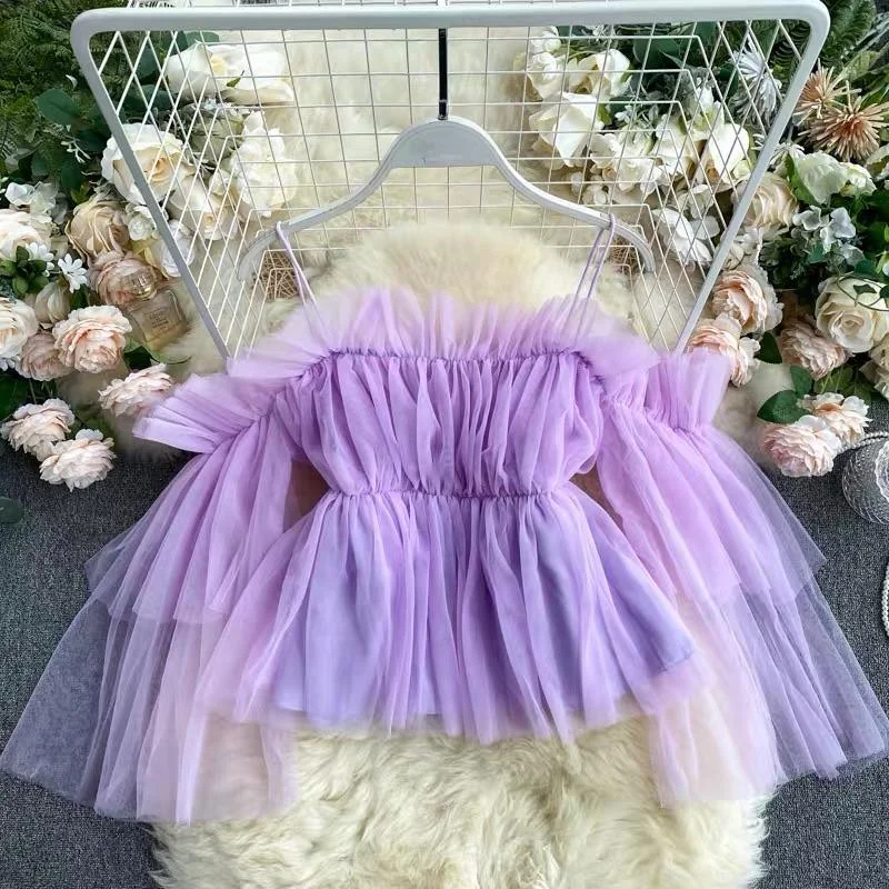 Carrie Mesh Detail Blouse Playful Puff Blouse