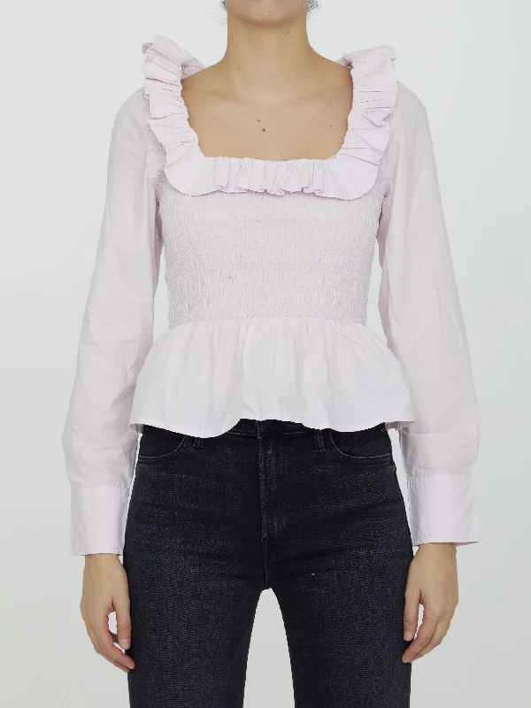 Cotton Poplin Blouse Lightweight Tunic Blouse