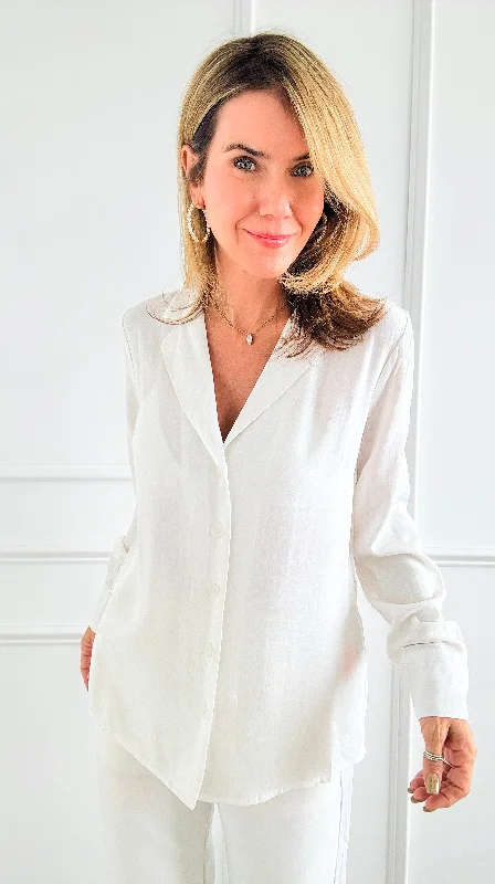 Elegance Button-Down Blouse Casual Relaxed Blouse