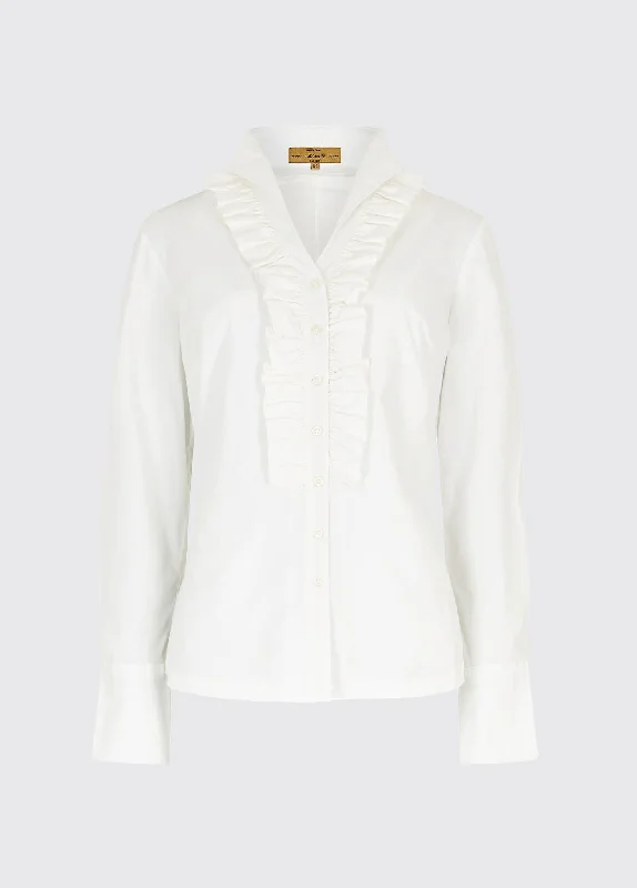 Hydrangea Blouse - White Lightweight Floral Blouse
