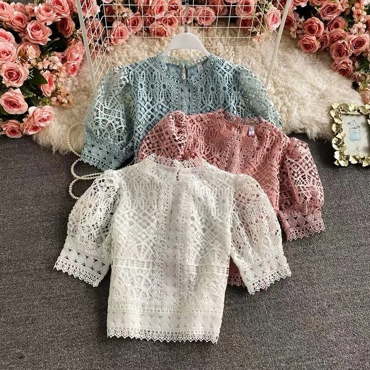 Deblo Crochet Blouse Wrap Front Blouse