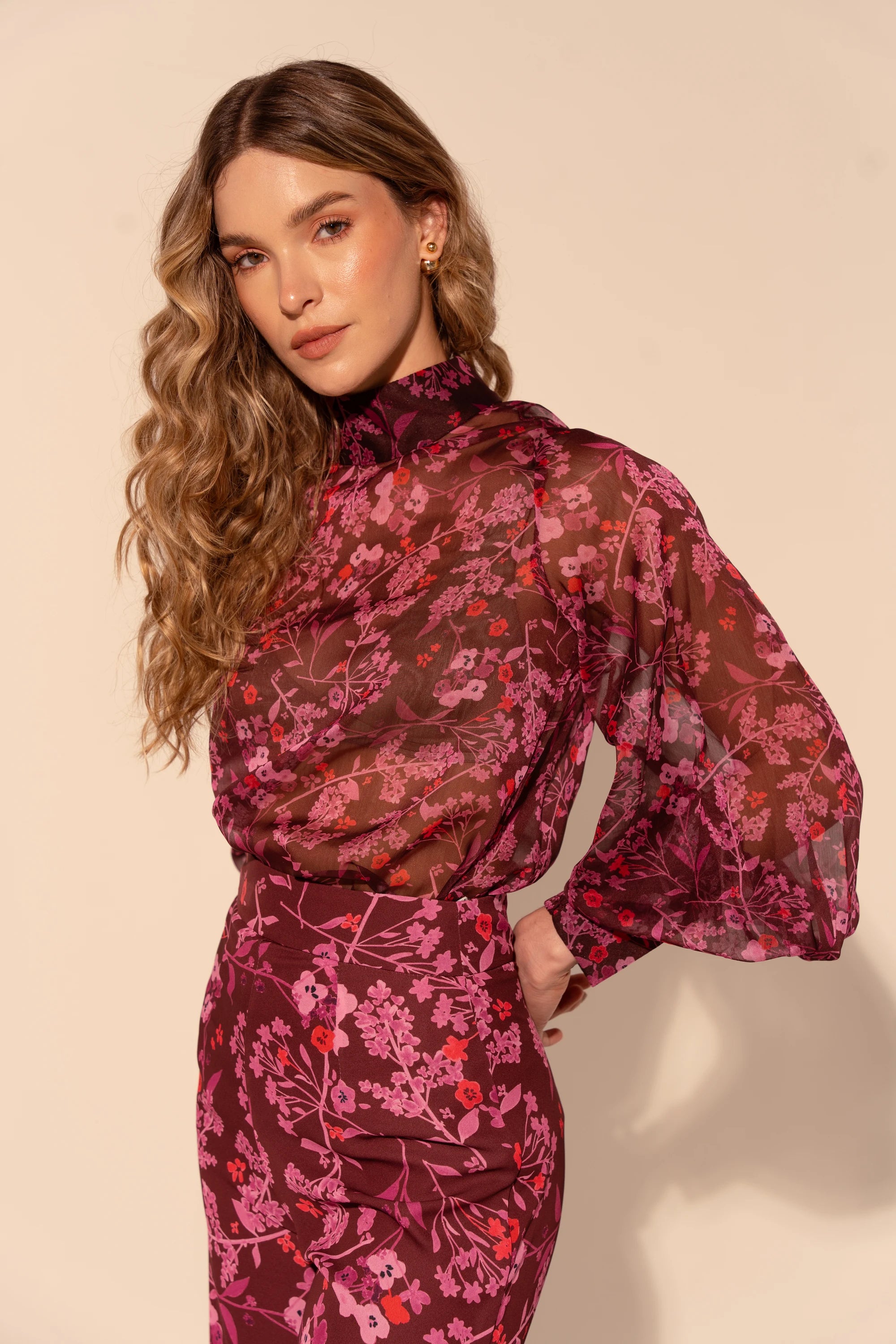 FIONA BLOUSE Silky Draped Blouse
