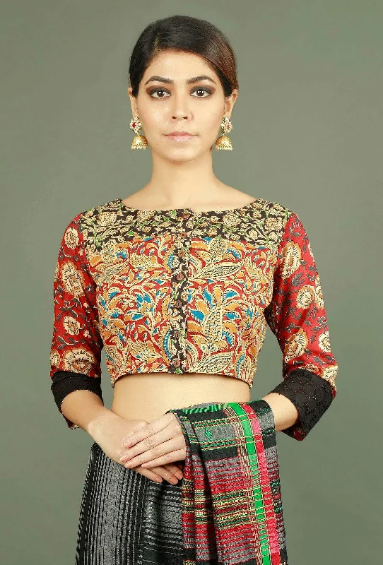 Kalamkari Patchwork Pure Cotton Blouse Soft Pastel Blouse