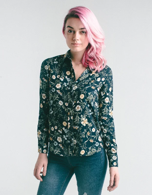 Kari Blouse Floral Stretchy Fitted Blouse