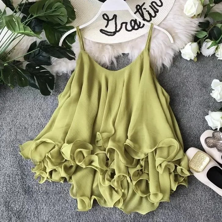 Keith Ruffled Blouse Sheer Mesh Blouse