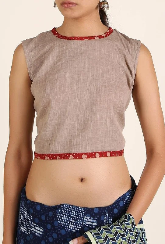 Light Lilac Padded Cotton Slub Blouse With Keyhole Back Playful Puff Blouse