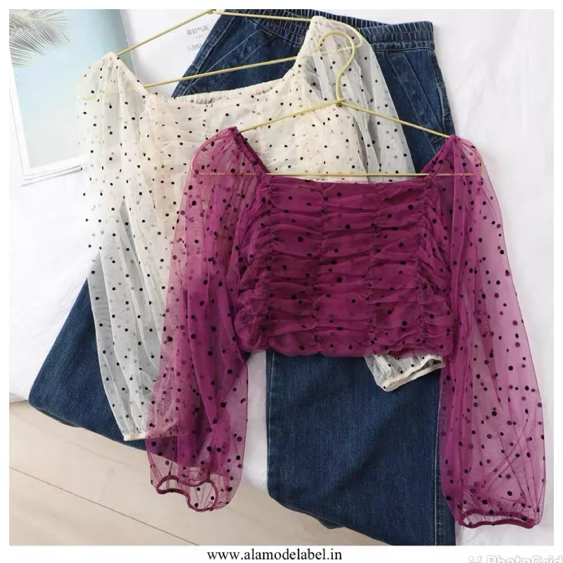 Luxury Ruched Mayne Blouse Elegant Embroidery Blouse