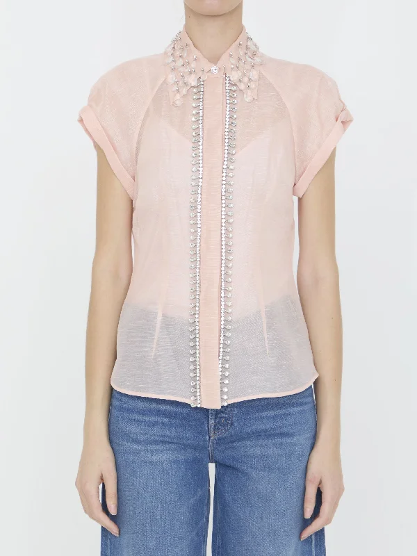 Matchmaker Diamante Blouse Balloon Sleeve Blouse