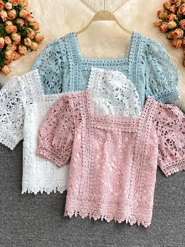 Meltem Crochet Blouse Wrap Front Blouse