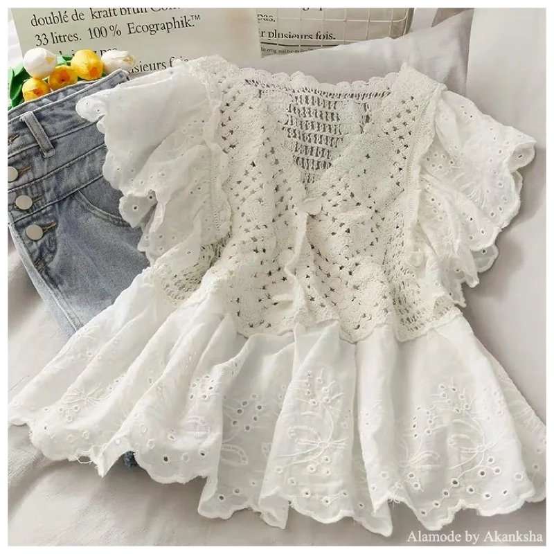 Mertha Eyelet Blouse Chic Wrap Blouse