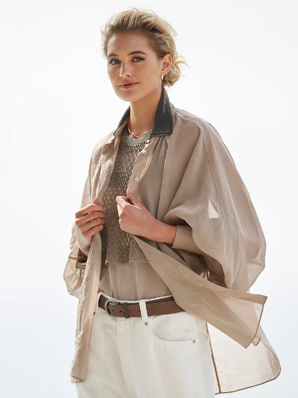 Monili Collar Organza Blouse Feminine Tie Blouse