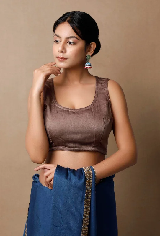 Mud Brown Modal Silk Blouse Airy Cotton Blouse