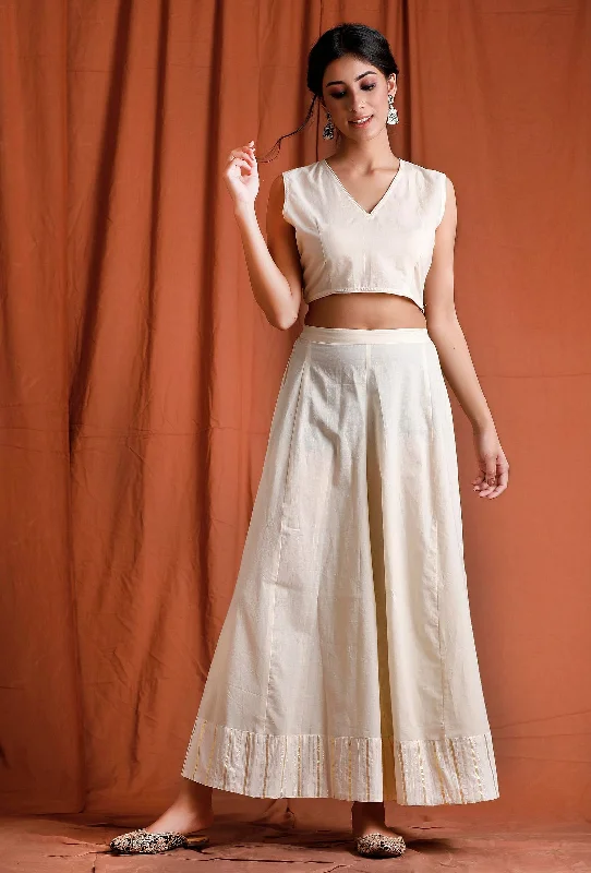 Off White and Golden Blouse Gathered Detail Blouse
