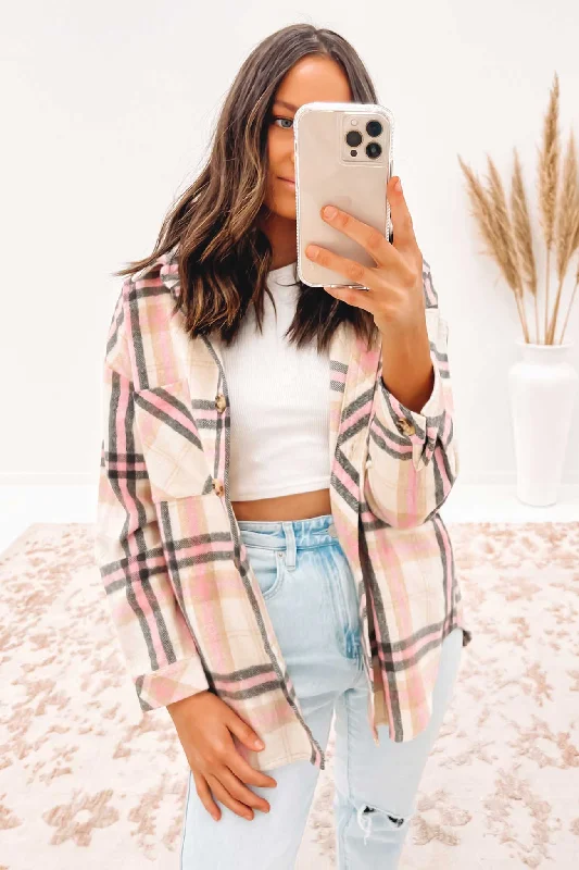Pollie Shacket Pink Satin Bow Blouse
