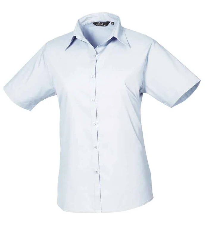 Premier Ladies Short Sleeve Poplin Blouse Modern Work Blouse