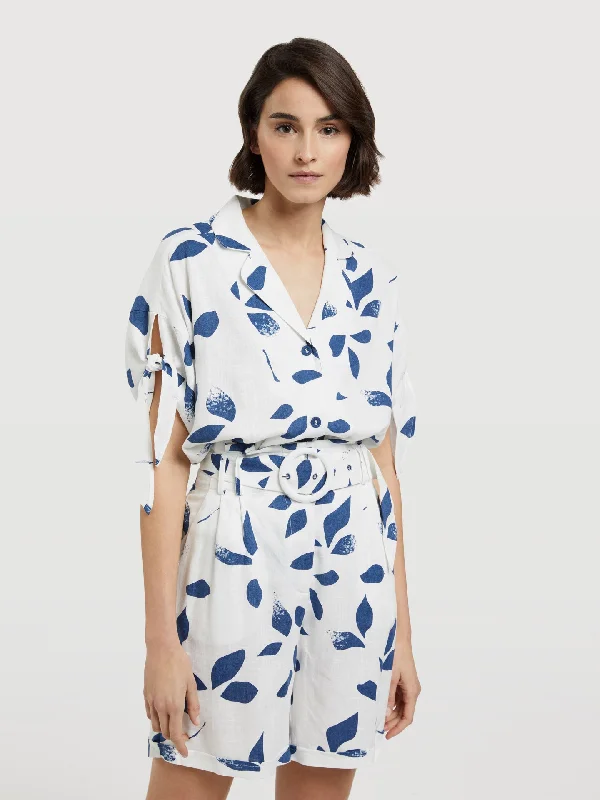 Printed Loose Fit Blouse Silky Tunic Blouse