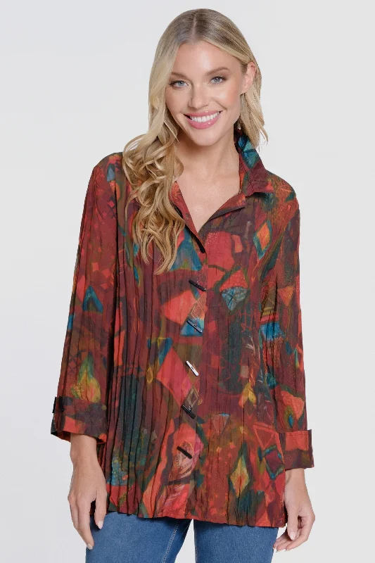 Printed Woven Button Front Blouse - Women's - Multi Satin Bow Blouse