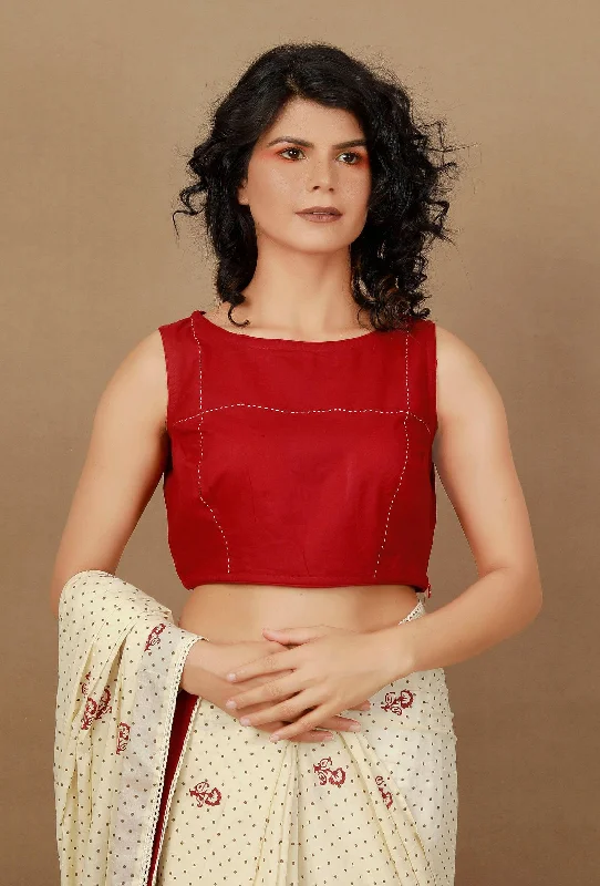 Red Cotton Blouse Stylish Wrap Blouse