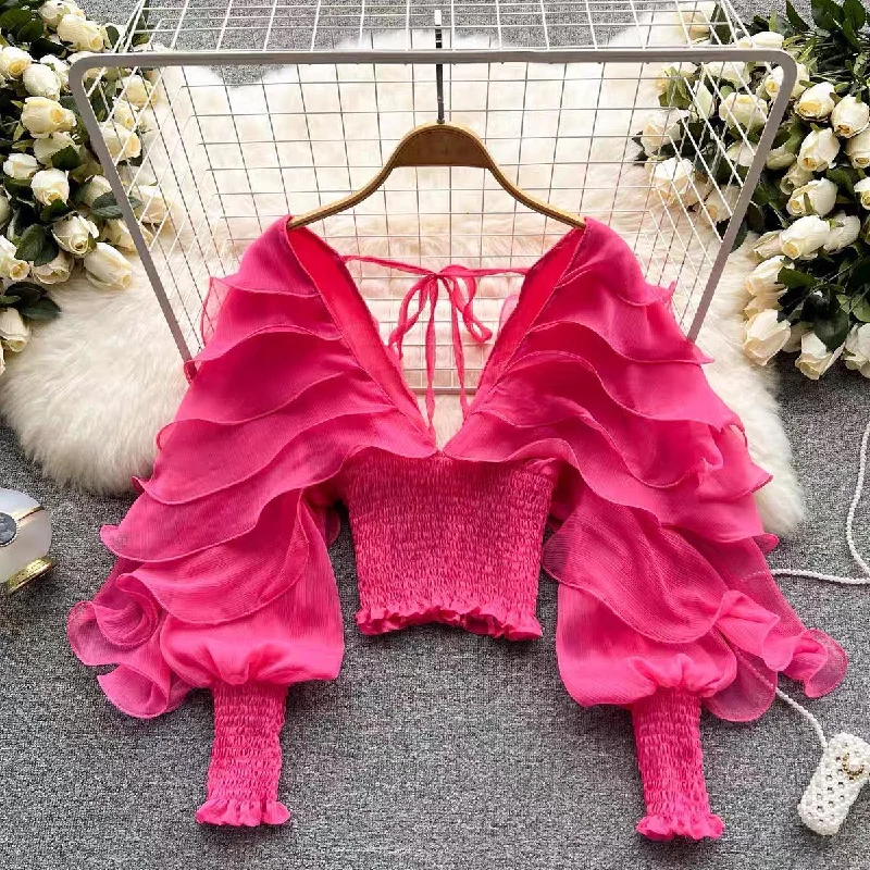 Senna Ruffle Blouse Elegant Peplum Blouse