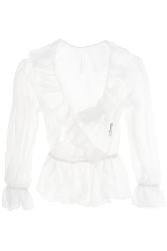 DOLCE & GABBANA silk chiffon blouse with ruffles. Feminine Ruffle Blouse
