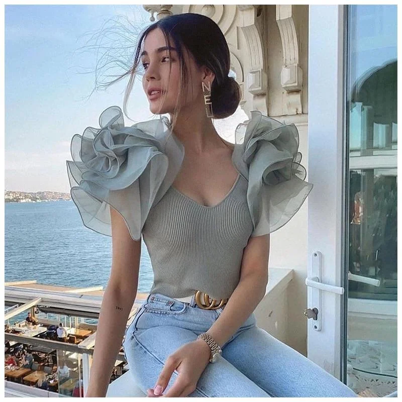 Tesla Ruffled Blouse Soft Pastel Blouse