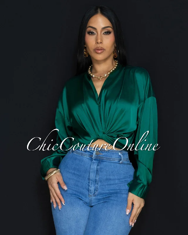 Westerly Hunter Green Silky Blouse Smart Business Blouse