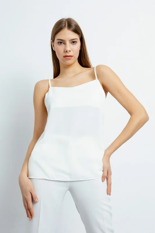 Woman Strap Blouse Satin Long Blouse